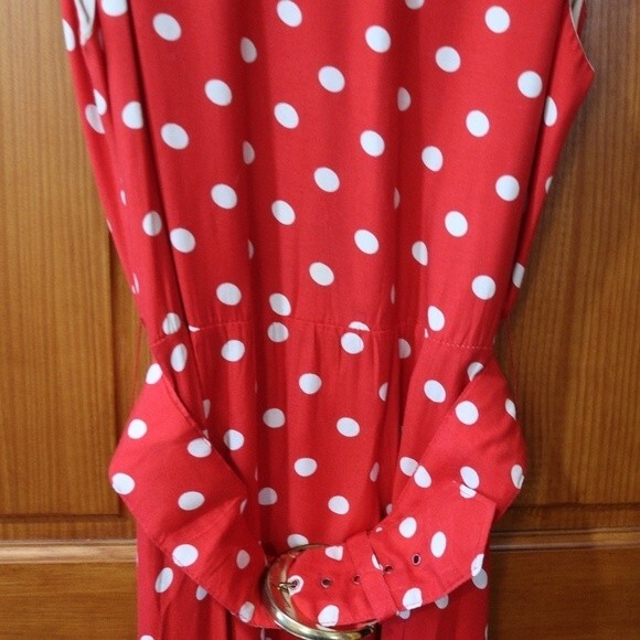 Studio LA Vintage Red & White Polka Dot Belted Pin Up Open Back Dress 10 - Picture 4 of 16